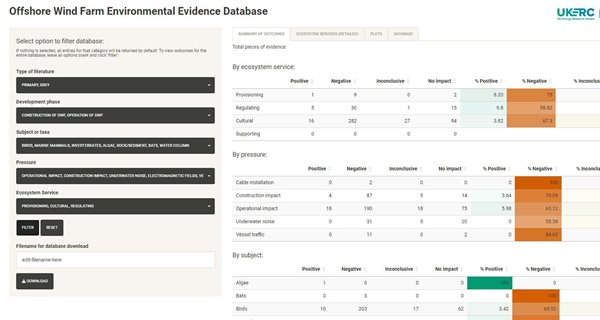 ORIES Database screenshot