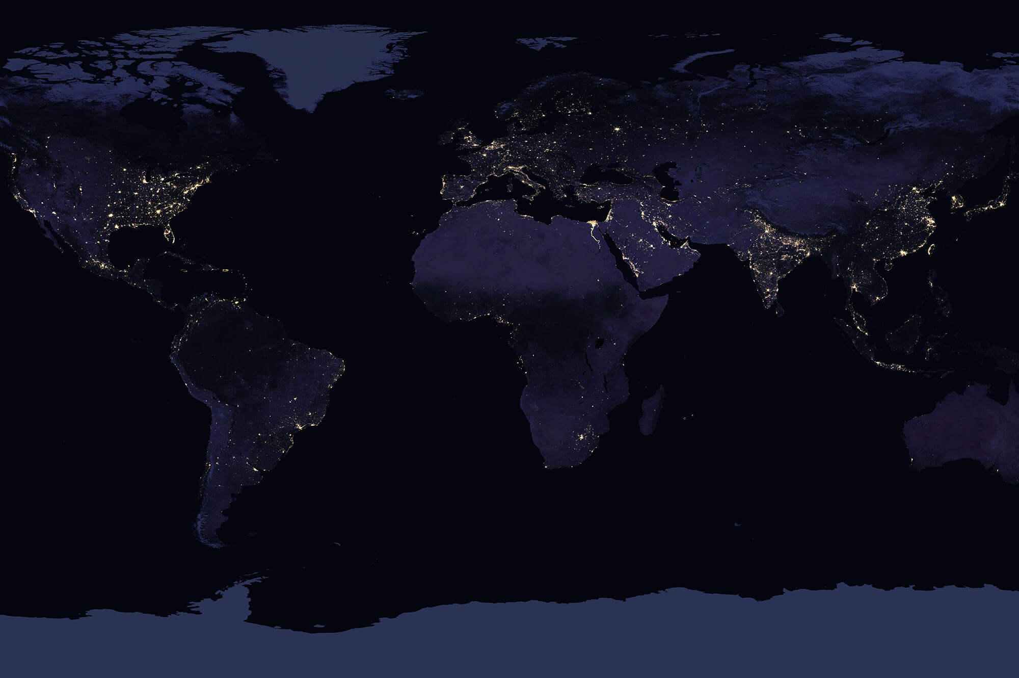 Earth at night. Image courtesy of NASA.