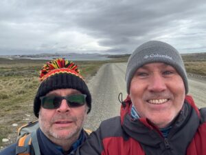 Prof. Andy Rees (right) and Dr Ian Brown arriving in the Falklands