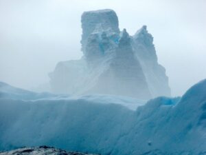 A76a looms through the mist. Michael Meredith